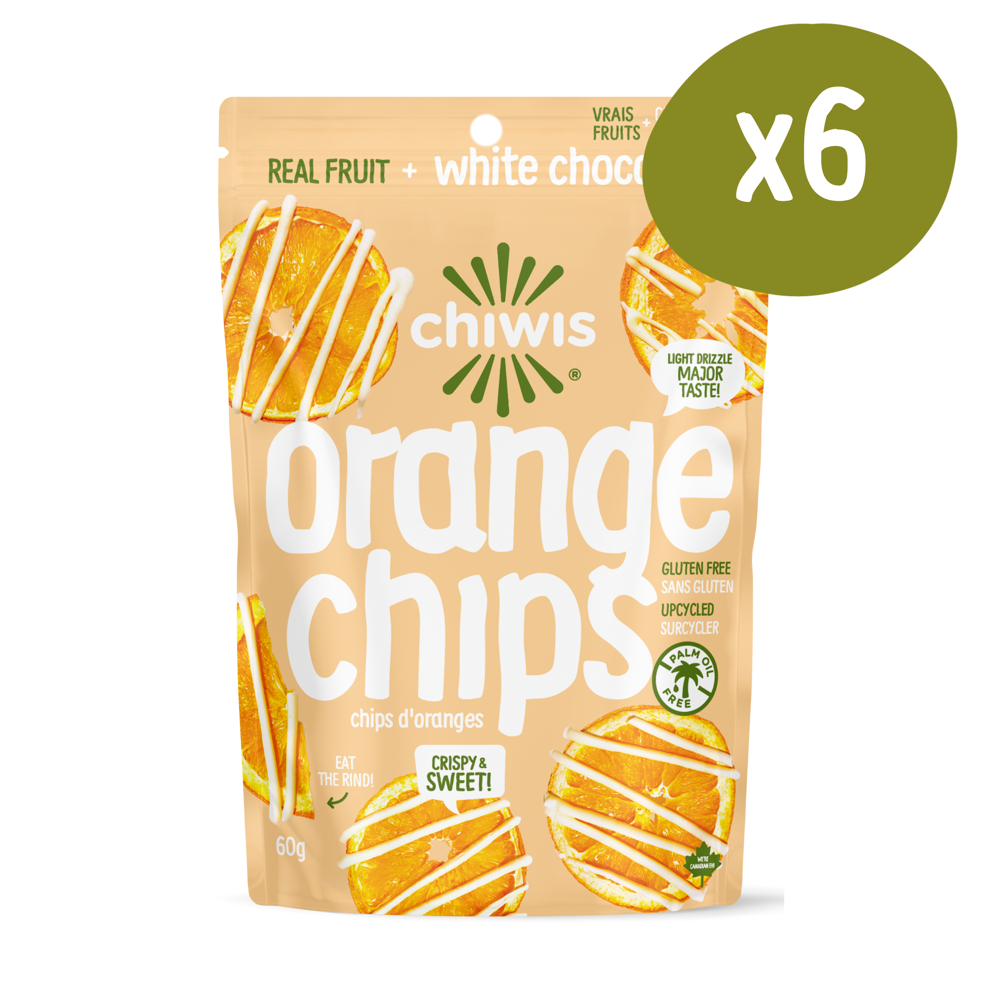 White Chocolate Drizzled Orange Chips