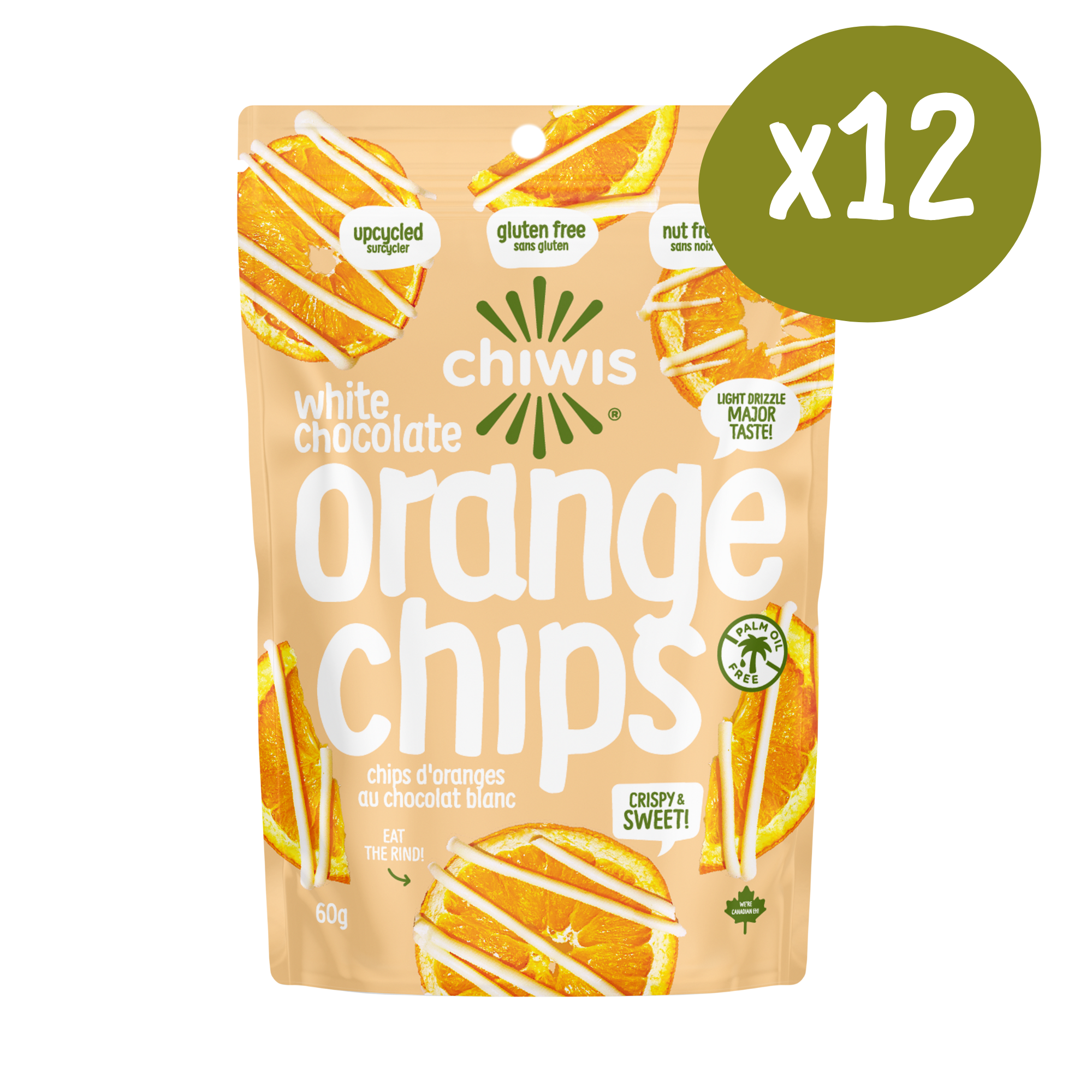 White Chocolate Drizzled Orange Chips