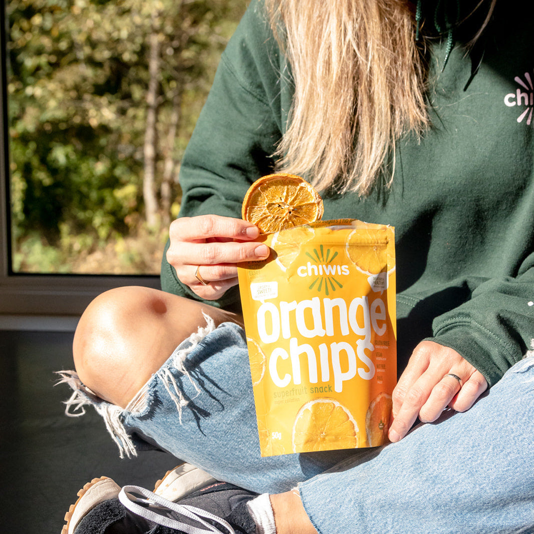 Dark Chocolate Drizzled Orange Chips – Chiwis