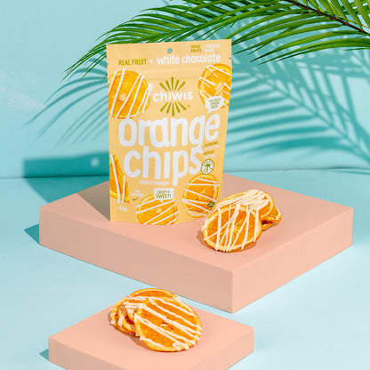 White Chocolate Drizzled Orange Chips